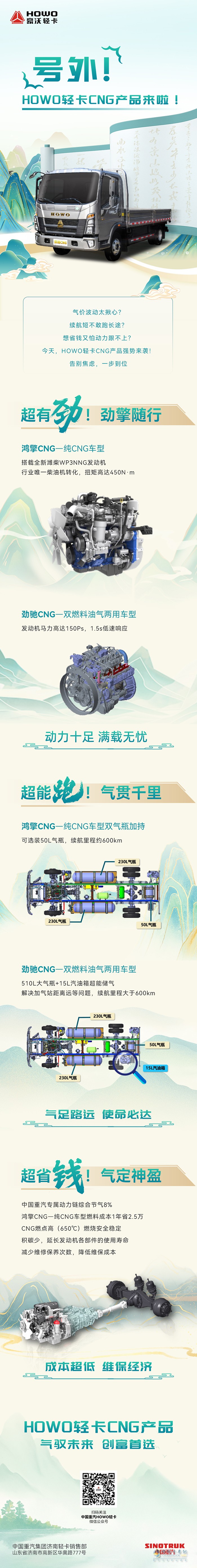 氣馭未來！HOWO輕卡CNG產(chǎn)品-超有勁、超能跑、超省錢！