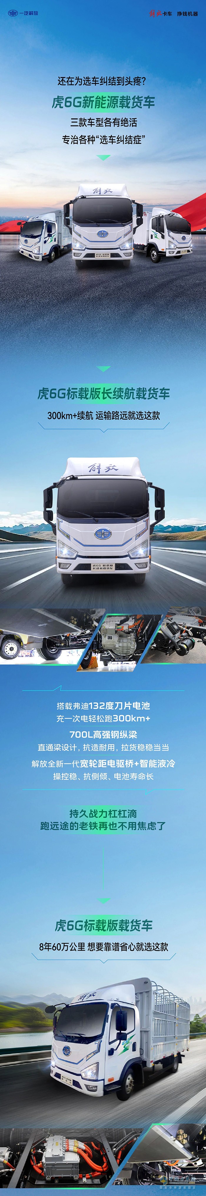 　“選車糾結癥”有救了！解放輕卡虎6G這三款新能源車型，閉眼入錯不了！