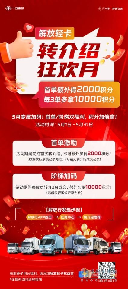 五月選購解放卡車，權(quán)益+福利統(tǒng)統(tǒng)到位