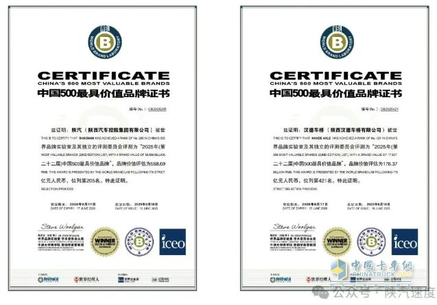 品牌價(jià)值再攀新高!陜汽、漢德雙雙增長(zhǎng)12%