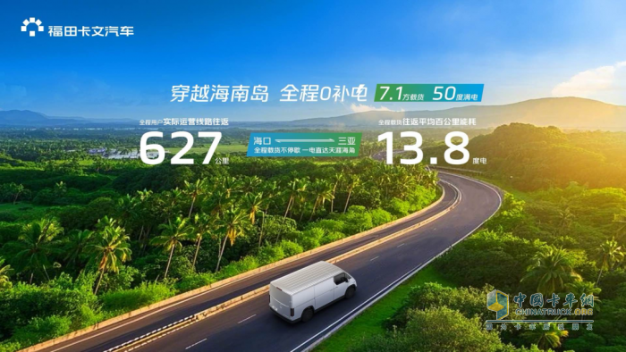 穿越海南島，直達(dá)0補(bǔ)電！福田卡文樂(lè)福實(shí)現(xiàn)600KM+單日往返?？?三亞